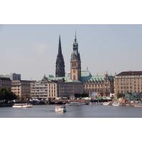 1050_4200 Alsterschiffe auf der Binnenalster - Hamburg Panorama. | 